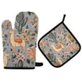 thumbnail image 1 of Yayeee Oven Mitts and Pot Holder Set of 2 Heat Resistant Kitchen Gloves Baking Hot Pad, Gray Llama Pattern, 1 of 5