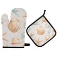 thumbnail image 1 of Yayeee Oven Mitts and Pot Holder Set of 2 Heat Resistant Kitchen Gloves Baking Hot Pad, Gray Seashell, 1 of 5