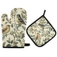 thumbnail image 1 of Yayeee Oven Mitts and Pot Holder Set of 2 Heat Resistant Kitchen Gloves Baking Hot Pad, Green Birds, 1 of 5