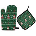 thumbnail image 1 of Yayeee Oven Mitts and Pot Holder Set of 2 Heat Resistant Kitchen Gloves Baking Hot Pad, Green Christmas Trees, 1 of 5