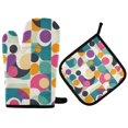 thumbnail image 1 of Yayeee Oven Mitts and Pot Holder Set of 2 Heat Resistant Kitchen Gloves Baking Hot Pad, Green Geometric, 1 of 5