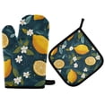 thumbnail image 1 of Yayeee Oven Mitts and Pot Holder Set of 2 Heat Resistant Kitchen Gloves Baking Hot Pad, Green Lemons, 1 of 5