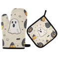 thumbnail image 1 of Yayeee Oven Mitts and Pot Holder Set of 2 Heat Resistant Kitchen Gloves Baking Hot Pad, Halloween Black Pumpkins, 1 of 5