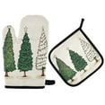 thumbnail image 1 of Yayeee Oven Mitts and Pot Holder Set of 2 Heat Resistant Kitchen Gloves Baking Hot Pad, Hand Drawn Christmas Stars, 1 of 5