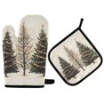 thumbnail image 1 of Yayeee Oven Mitts and Pot Holder Set of 2 Heat Resistant Kitchen Gloves Baking Hot Pad, Hand Drawn Christmas Stars, 1 of 5