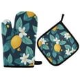 thumbnail image 1 of Yayeee Oven Mitts and Pot Holder Set of 2 Heat Resistant Kitchen Gloves Baking Hot Pad, Lemon Leaves, 1 of 5