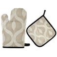 thumbnail image 1 of Yayeee Oven Mitts and Pot Holder Set of 2 Heat Resistant Kitchen Gloves Baking Hot Pad, Light Brown Pattern, 1 of 5