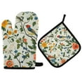 thumbnail image 1 of Yayeee Oven Mitts and Pot Holder Set of 2 Heat Resistant Kitchen Gloves Baking Hot Pad, Light Green Floral Pattern, 1 of 5