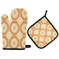 thumbnail image 1 of Yayeee Oven Mitts and Pot Holder Set of 2 Heat Resistant Kitchen Gloves Baking Hot Pad, Orange Circle, 1 of 5