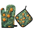 thumbnail image 1 of Yayeee Oven Mitts and Pot Holder Set of 2 Heat Resistant Kitchen Gloves Baking Hot Pad, Orange Tree Pattern, 1 of 5