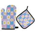 thumbnail image 1 of Yayeee Oven Mitts and Pot Holder Set of 2 Heat Resistant Kitchen Gloves Baking Hot Pad, Playful Daisy, 1 of 5