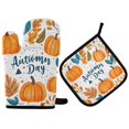 thumbnail image 1 of Yayeee Oven Mitts and Pot Holder Set of 2 Heat Resistant Kitchen Gloves Baking Hot Pad, Pumpkins Pattern, 1 of 5