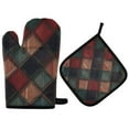 thumbnail image 1 of Yayeee Oven Mitts and Pot Holder Set of 2 Heat Resistant Kitchen Gloves Baking Hot Pad, Red Tartan Pattern, 1 of 5
