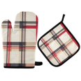 thumbnail image 1 of Yayeee Oven Mitts and Pot Holder Set of 2 Heat Resistant Kitchen Gloves Baking Hot Pad, Red Tartan, 1 of 5