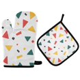 thumbnail image 1 of Yayeee Oven Mitts and Pot Holder Set of 2 Heat Resistant Kitchen Gloves Baking Hot Pad, Retro Shapes, 1 of 5