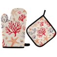 thumbnail image 1 of Yayeee Oven Mitts and Pot Holder Set of 2 Heat Resistant Kitchen Gloves Baking Hot Pad, Retro Starfish, 1 of 5