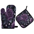 thumbnail image 1 of Yayeee Oven Mitts and Pot Holder Set of 2 Heat Resistant Kitchen Gloves Baking Hot Pad, Roses and Pearls, 1 of 5