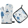 thumbnail image 1 of Yayeee Oven Mitts and Pot Holder Set of 2 Heat Resistant Kitchen Gloves Baking Hot Pad, Simple Cartoon Snowmen, 1 of 5