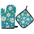 thumbnail image 1 of Yayeee Oven Mitts and Pot Holder Set of 2 Heat Resistant Kitchen Gloves Baking Hot Pad, Small Daisy, 1 of 5