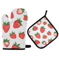 thumbnail image 1 of Yayeee Oven Mitts and Pot Holder Set of 2 Heat Resistant Kitchen Gloves Baking Hot Pad, Strawberry, 1 of 5
