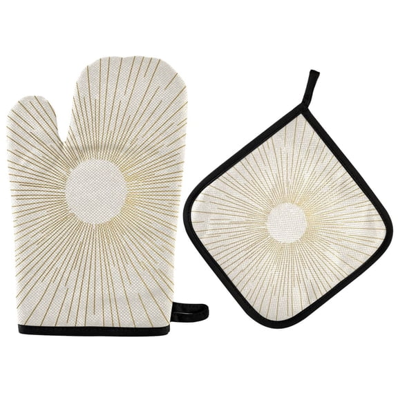 Yayeee Oven Mitts and Pot Holder Set of 2 Heat Resistant Kitchen Gloves Baking Hot Pad, Sunshine