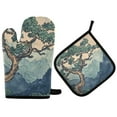 thumbnail image 1 of Yayeee Oven Mitts and Pot Holder Set of 2 Heat Resistant Kitchen Gloves Baking Hot Pad, Tree in The Mountains, 1 of 5
