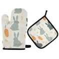 thumbnail image 1 of Yayeee Oven Mitts and Pot Holder Set of 2 Heat Resistant Kitchen Gloves Baking Hot Pad, Whimsical Rabbits, 1 of 5