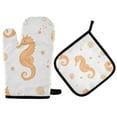 thumbnail image 1 of Yayeee Oven Mitts and Pot Holder Set of 2 Heat Resistant Kitchen Gloves Baking Hot Pad, White Seahorse, 1 of 5