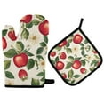 thumbnail image 1 of Yayeee Oven Mitts and Pot Holder Set of 4 Heat Resistant Kitchen Gloves Baking Hot Pad, Apple Leaves Pattern, 1 of 5