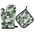 thumbnail image 1 of Yayeee Oven Mitts and Pot Holder Set of 4 Heat Resistant Kitchen Gloves Baking Hot Pad, Army Green Camouflage Pattern, 1 of 5