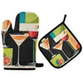 thumbnail image 1 of Yayeee Oven Mitts and Pot Holder Set of 4 Heat Resistant Kitchen Gloves Baking Hot Pad, Art Cocktails, 1 of 5