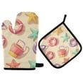 thumbnail image 1 of Yayeee Oven Mitts and Pot Holder Set of 4 Heat Resistant Kitchen Gloves Baking Hot Pad, Beach Toys Pattern, 1 of 5