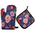 thumbnail image 1 of Yayeee Oven Mitts and Pot Holder Set of 4 Heat Resistant Kitchen Gloves Baking Hot Pad, Beautiful Floral Pattern, 1 of 5