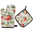 thumbnail image 1 of Yayeee Oven Mitts and Pot Holder Set of 4 Heat Resistant Kitchen Gloves Baking Hot Pad, Beige Apple Pattern, 1 of 5