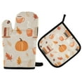 thumbnail image 1 of Yayeee Oven Mitts and Pot Holder Set of 4 Heat Resistant Kitchen Gloves Baking Hot Pad, Beige Fall Acorns Pattern, 1 of 5