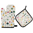 thumbnail image 1 of Yayeee Oven Mitts and Pot Holder Set of 4 Heat Resistant Kitchen Gloves Baking Hot Pad, Beige Vegetables Pattern, 1 of 5