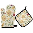 thumbnail image 1 of Yayeee Oven Mitts and Pot Holder Set of 4 Heat Resistant Kitchen Gloves Baking Hot Pad, Birds Tea Time, 1 of 5