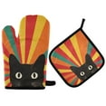 thumbnail image 1 of Yayeee Oven Mitts and Pot Holder Set of 4 Heat Resistant Kitchen Gloves Baking Hot Pad, Black Cat, 1 of 5