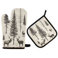 thumbnail image 1 of Yayeee Oven Mitts and Pot Holder Set of 4 Heat Resistant Kitchen Gloves Baking Hot Pad, Black Deer, 1 of 5