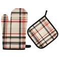 thumbnail image 1 of Yayeee Oven Mitts and Pot Holder Set of 4 Heat Resistant Kitchen Gloves Baking Hot Pad, Black Tartan, 1 of 5