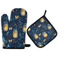 thumbnail image 1 of Yayeee Oven Mitts and Pot Holder Set of 4 Heat Resistant Kitchen Gloves Baking Hot Pad, Blue Fireflies Pattern, 1 of 5