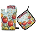 thumbnail image 1 of Yayeee Oven Mitts and Pot Holder Set of 4 Heat Resistant Kitchen Gloves Baking Hot Pad, Blue Tomatoes, 1 of 5