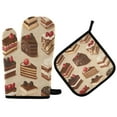 thumbnail image 1 of Yayeee Oven Mitts and Pot Holder Set of 4 Heat Resistant Kitchen Gloves Baking Hot Pad, Brown Cakes, 1 of 5