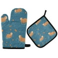 thumbnail image 1 of Yayeee Oven Mitts and Pot Holder Set of 4 Heat Resistant Kitchen Gloves Baking Hot Pad, Capybaras Swimming, 1 of 5