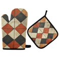 thumbnail image 1 of Yayeee Oven Mitts and Pot Holder Set of 4 Heat Resistant Kitchen Gloves Baking Hot Pad, Checkered Pattern, 1 of 5