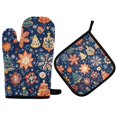 thumbnail image 1 of Yayeee Oven Mitts and Pot Holder Set of 4 Heat Resistant Kitchen Gloves Baking Hot Pad, Christmas Splendor, 1 of 5
