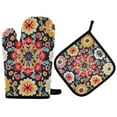 thumbnail image 1 of Yayeee Oven Mitts and Pot Holder Set of 4 Heat Resistant Kitchen Gloves Baking Hot Pad, Colorful Floral Pattern, 1 of 5
