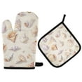 thumbnail image 1 of Yayeee Oven Mitts and Pot Holder Set of 4 Heat Resistant Kitchen Gloves Baking Hot Pad, Colorful Watercolor Seashells, 1 of 5