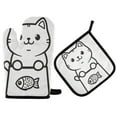 thumbnail image 1 of Yayeee Oven Mitts and Pot Holder Set of 4 Heat Resistant Kitchen Gloves Baking Hot Pad, Cute Chubby Cat, 1 of 5