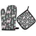thumbnail image 1 of Yayeee Oven Mitts and Pot Holder Set of 4 Heat Resistant Kitchen Gloves Baking Hot Pad, Cute Llamas Pattern, 1 of 5